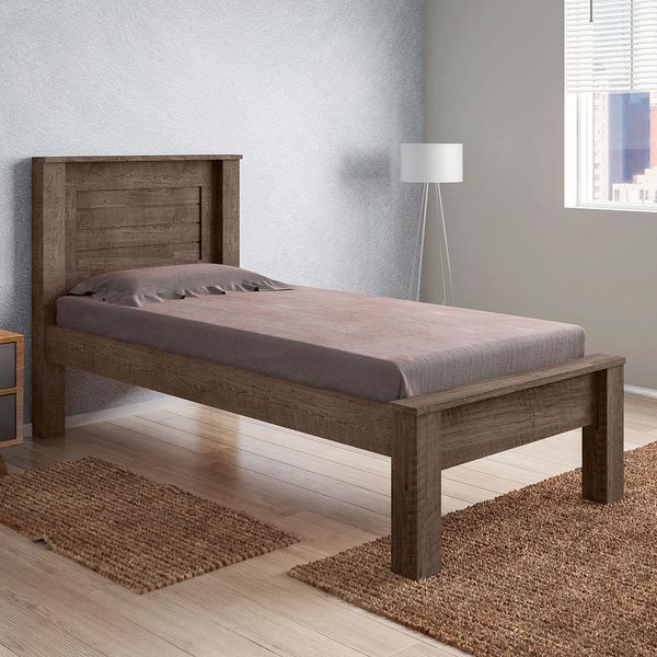 Cama de Solteiro Framar Milena com Cabeceira Chocolate