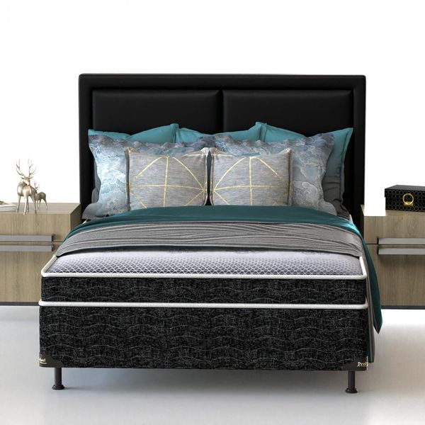 Cama Box de Casal Probel Guarda Costas Espuma D20 50x138x188cm Probel Branco com Preto