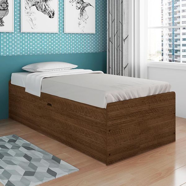 Cama de Solteiro Framar Camila com Baú Malbec Cama de Solteiro Framar Camila com Baú Malbec