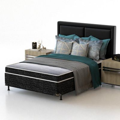 Cama Box de Casal Probel Guarda Costas Espuma D20 50x138x188cm Probel Branco com Preto