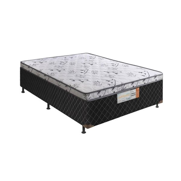 Cama Box Conjugada Ortopédica de Casal Union Plus Espuma D28 52x138x188 cm Somopar Preto com Branco