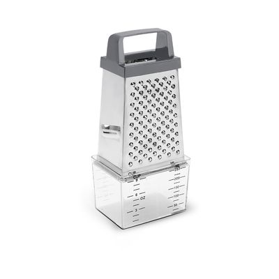 Ralador 4 Faces com Coletor Top Pratic 20,5cm Aço Inox Brinox Prata