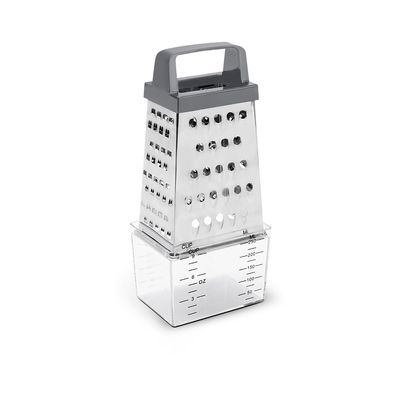 Ralador 4 Faces com Coletor Top Pratic 20,5cm Aço Inox Brinox Prata