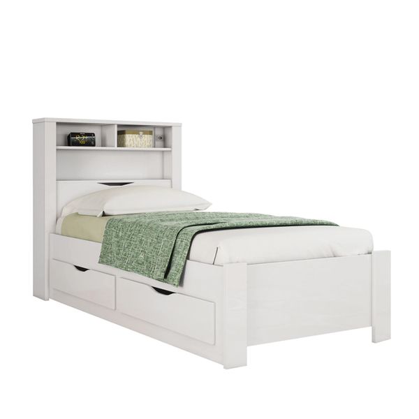 Cama de Solteiro Santos Andirá Invicta Atacama com Baú e 2 Gavetas Branco Cama de Solteiro Santos Andirá Invicta Atacama com Baú e 2 Gavetas Branco