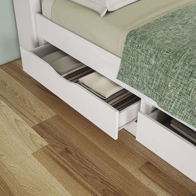 Cama de Solteiro Santos Andirá Invicta Atacama com Baú e 2 Gavetas Branco