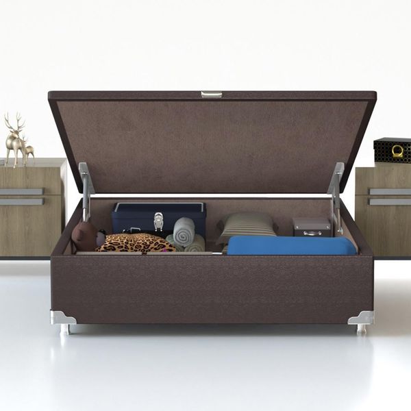 Base Box para Colchão de Casal Probel Classic com Baú 40x138x188cm Marrom