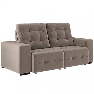 Sofá 3 Lugares Retrátil/Reclinável Linoforte Bonno com Revestimento em Suede Cappuccino