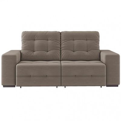 Sofá 3 Lugares Retrátil/Reclinável Linoforte Bonno com Revestimento em Suede Cappuccino