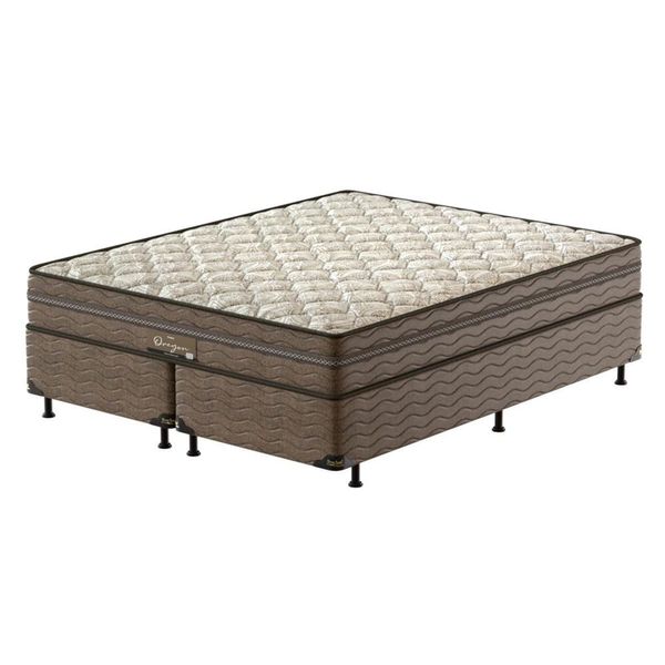 Cama Box Queen Size Probel Óregon com Euro Pillow e Molas Prolastic 62x158x198 cm Bege com Marrom