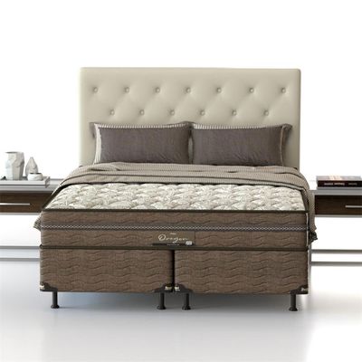 Cama Box Queen Size Probel Óregon com Euro Pillow e Molas Prolastic 62x158x198 cm Bege com Marrom