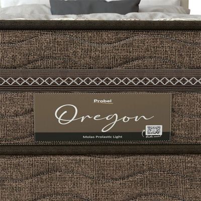 Cama Box Queen Size Probel Óregon com Euro Pillow e Molas Prolastic 62x158x198 cm Bege com Marrom