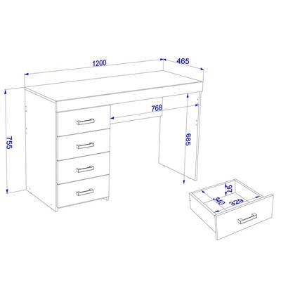 Mesa para Computador ou Escritório Malta com 4 Gavetas Politorno Branco