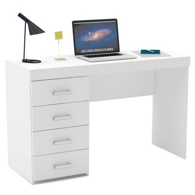 Mesa para Computador ou Escritório Malta com 4 Gavetas Politorno Branco