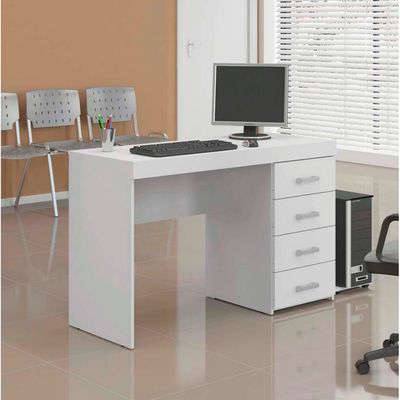 Mesa para Computador ou Escritório Malta com 4 Gavetas Politorno Branco