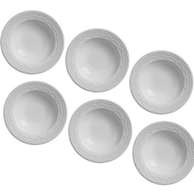 Conjunto de Prato Fundo Porto Brasil Madeleine em Faiança Feldspática 6 Peças Branco