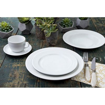 Aparelho de Jantar, Chá e Sobremesa 42 Peças Germer Chevron em Porcelana Branco