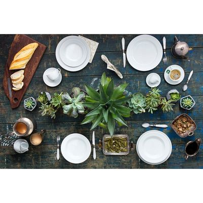 Aparelho de Jantar, Chá e Sobremesa 42 Peças Germer Chevron em Porcelana Branco