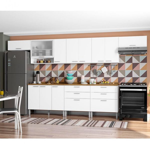Cozinha Completa Bartira Ametista com 11 Portas, 6 Gavetas e 3 Prateleiras Branco