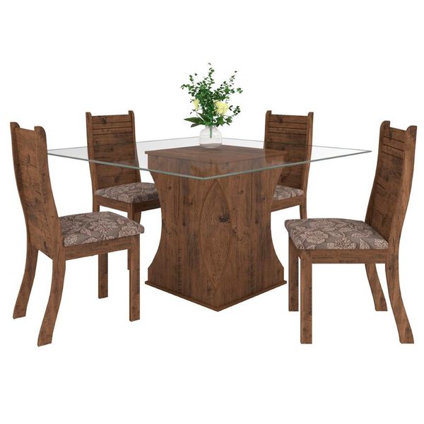 Mesa de Jantar com 4 Cadeiras Elba Viero Marrom Mesa de Jantar com 4 Cadeiras Elba Viero Marrom