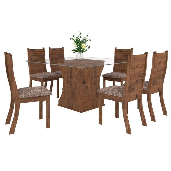 Mesa de Jantar com 6 Cadeiras Viero Elba Marrom Mesa de Jantar com 6 Cadeiras Viero Elba Marrom