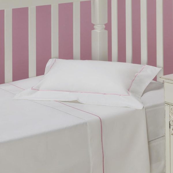 Fronha Baby Premium Percal Plumasul 230 Fios 30x40cm Branco com Rosa