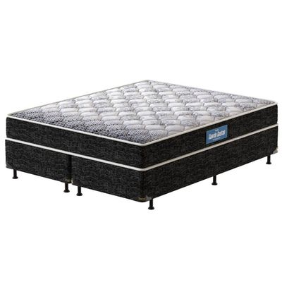 Cama Box King Size Probel Guarda Costas Promiddle Espuma D28 56x193x203cm Branco com Preto