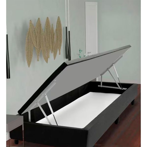 Base Box para Colchão de Solteiro MGA Lift Cotton com Baú e Pistão à Gás - 39x88x188cm Preto