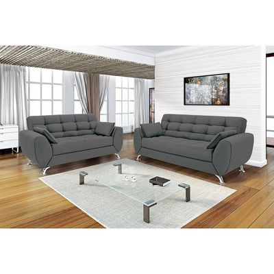 Sofá 3 e 2 Lugares Linoforte Larissa em Tecido Suede Cinza
