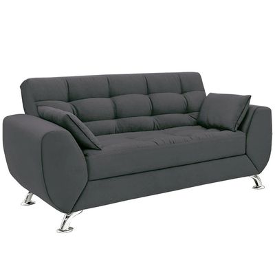 Sofá 3 e 2 Lugares Linoforte Larissa em Tecido Suede Cinza