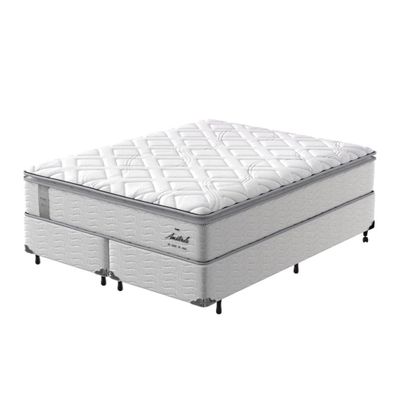 Cama Box King Size Probel Amsterdã D20 D33 com Molas Pocket e Pillow Top 72x193x203 Branco com Preto