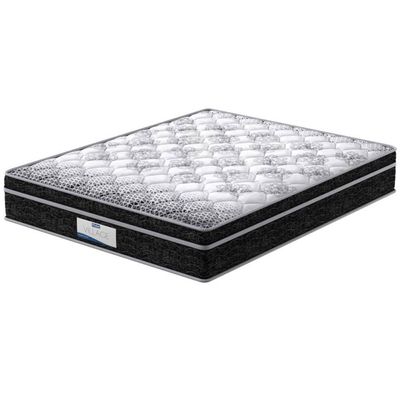 Cama Box King Size Probel Village D28 com Molas Pocket e Pillow Euro 68x193x203cm Branco com Preto