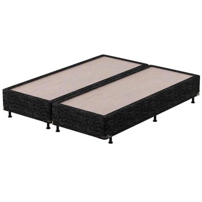Cama Box King Size Probel Village D28 com Molas Pocket e Pillow Euro 68x193x203cm Branco com Preto