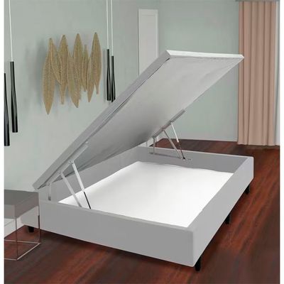 Base Box para Colchão de Casal MGA Lift Cotton com Baú e Pistão à Gás - 39x138x188cm Cinza