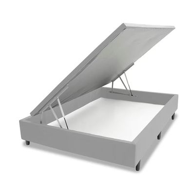 Base Box para Colchão de Casal MGA Lift Cotton com Baú e Pistão à Gás - 39x138x188cm Cinza