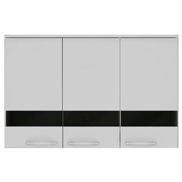 Armário Triplo Safira Plus com 3 Portas Bartira Branco com Preto