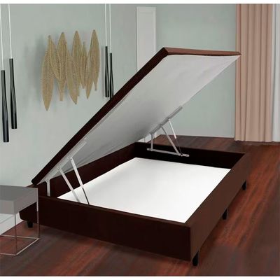 Base Box para Colchão de Casal MGA Lift Cotton com Baú e Pistão à Gás - 39x138x188cm Marrom