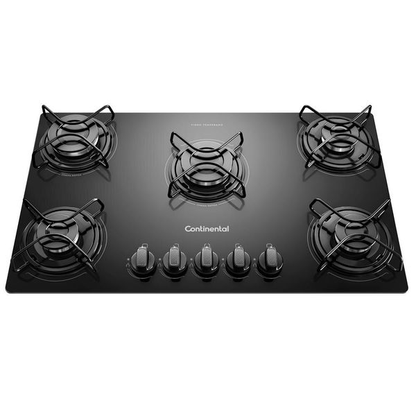 Cooktop a Gás KC5GP 5 Bocas de Vidro Temperado Continental Preto / Bivolt Cooktop a Gás KC5GP 5 Bocas de Vidro Temperado Continental Preto / Bivolt