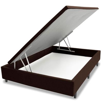 Base Box para Colchão de Casal MGA Lift Cotton com Baú e Pistão à Gás - 39x138x188cm Marrom