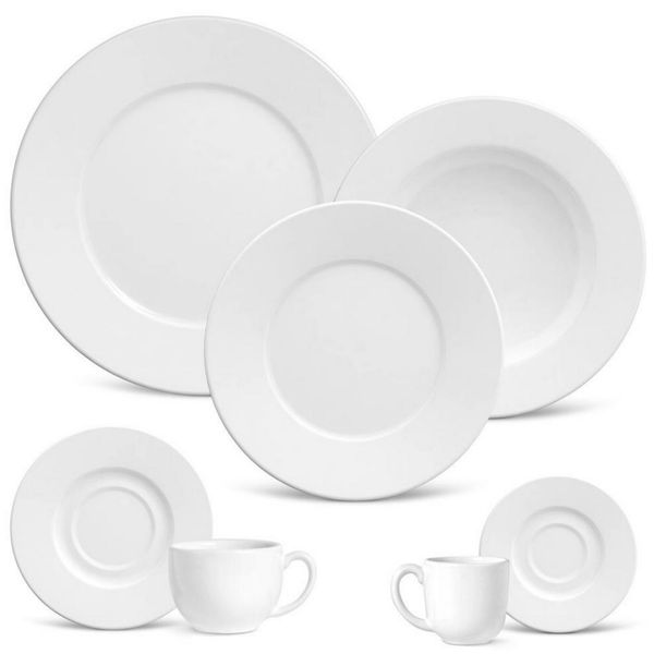 Aparelho de Jantar, Chá, Café e Sobremesa Porto Brasil Mônaco 42 Peças Branco Aparelho de Jantar, Chá, Café e Sobremesa Porto Brasil Mônaco 42 Peças Branco