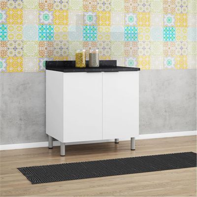 Balcão Duplo Rubi com 2 Portas e 1 Prateleira Bartira Branco
