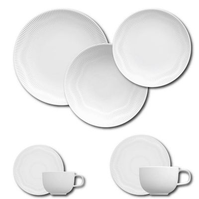 Aparelho de Jantar, Chá, Café e Sobremesa 42 Peças Germer Shell em Porcelana Branco