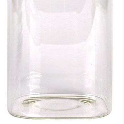 Porta Mantimentos Quadrado Dynasty em Vidro Borossilicato com Tampa de Bambu 1,9L Transparente