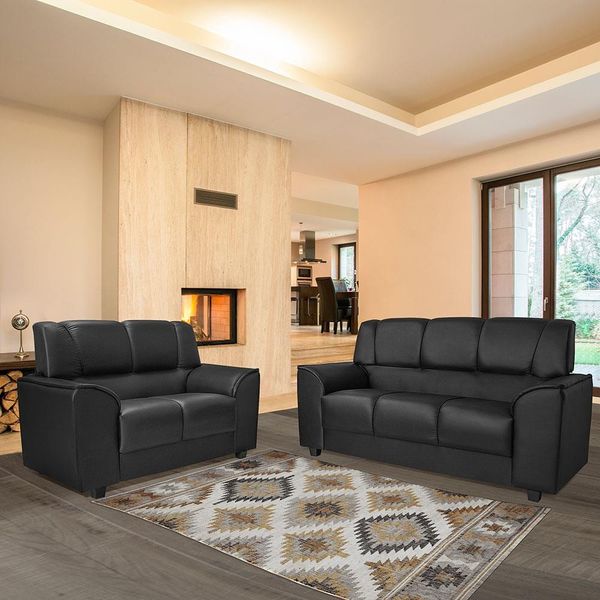 Sofá 3 e 2 Lugares Luizzi Caribe II com Revestimento Sintético Croco Preto Sofá 3 e 2 Lugares Luizzi Caribe II com Revestimento Sintético Croco Preto