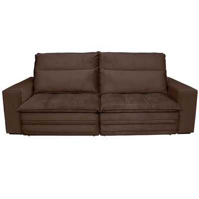 Sofá 4 Lugares Colombo Retrátil, Reclinável e Revestido em Tecido Veludo Slim 230cm largura Luizzi Marrom