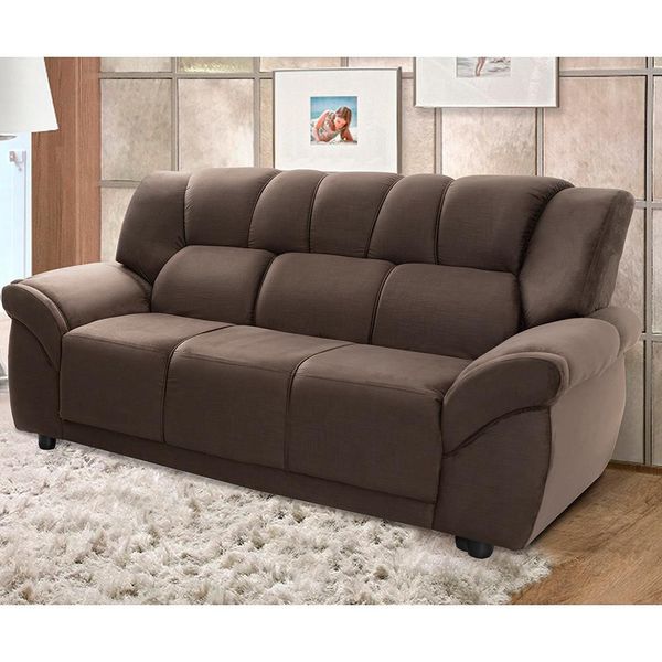 Sofá 3 Lugares Hellen Buarque 184 cm de largura Marrom Sofá 3 Lugares Hellen Buarque 184 cm de largura Marrom