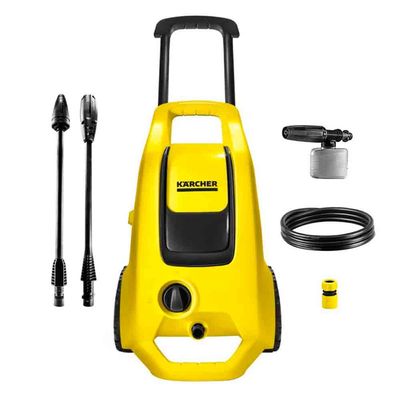 Lavadora de Alta Pressão Karcher K3 Force Turbo 1815psi com Rodas, Alça Retrátil e Canhão de Espuma Preto com Amarelo / 220V