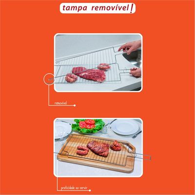 Grelha Dupla para Carne Utimil Pequena em Aço Cromado Cromado