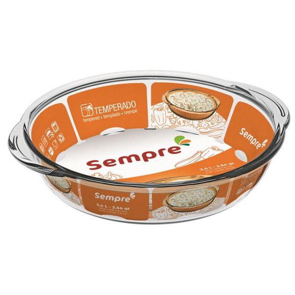 Assadeira Refratária Redonda Sempre em Vidro Sodacal  30,4 cm Transparente