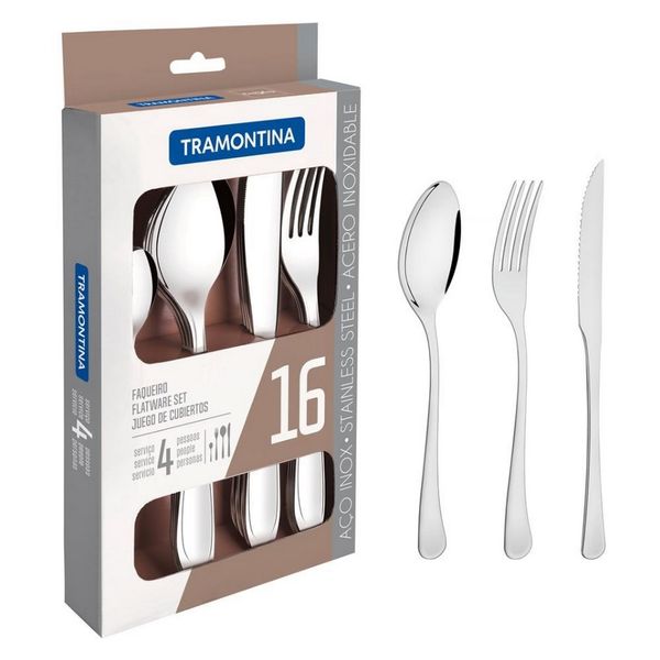 Faqueiro Tramontina 16 Peças em Aço Inox Havana 66945654 Inox Faqueiro Tramontina 16 Peças em Aço Inox Havana 66945654 Inox