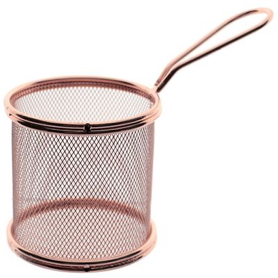 Mini Cesta Redonda para Alimentos Dynasty Fry em Aço Inox Rosê